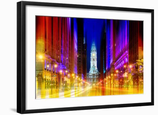 Urban Stretch Series - City Hall and Avenue of the Arts by Night - Philadelphia-Philippe Hugonnard-Framed Photographic Print