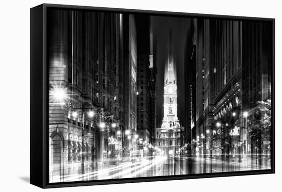 Urban Stretch Series - City Hall and Avenue of the Arts by Night - Philadelphia-Philippe Hugonnard-Framed Stretched Canvas