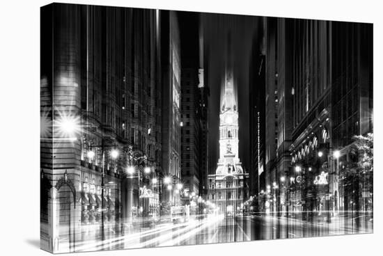 Urban Stretch Series - City Hall and Avenue of the Arts by Night - Philadelphia-Philippe Hugonnard-Stretched Canvas