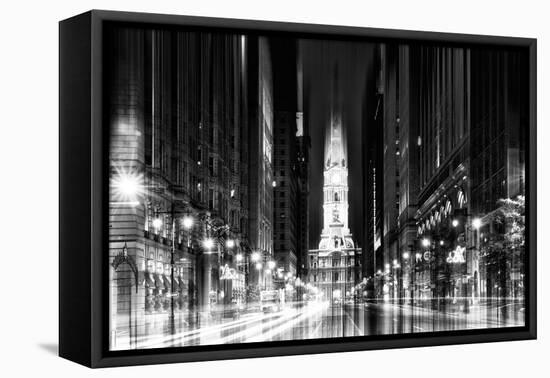 Urban Stretch Series - City Hall and Avenue of the Arts by Night - Philadelphia-Philippe Hugonnard-Framed Stretched Canvas