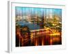Urban Stretch Series - London with St. Paul's Cathedral and River Thames at Night - UK-Philippe Hugonnard-Framed Photographic Print