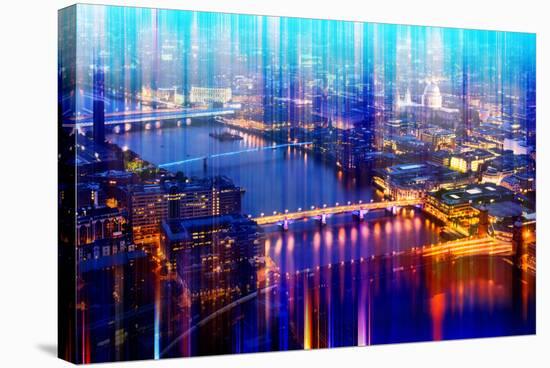 Urban Stretch Series - London with St. Paul's Cathedral and River Thames at Night-Philippe Hugonnard-Stretched Canvas