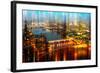 Urban Stretch Series - London with St. Paul's Cathedral and River Thames at Night-Philippe Hugonnard-Framed Photographic Print