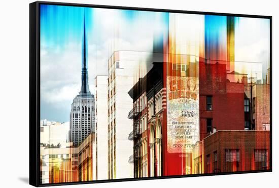 Urban Stretch Series - Manhattan Architecture with the Empire State Building - NYC-Philippe Hugonnard-Framed Stretched Canvas