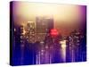 Urban Stretch Series - Manhattan at Misty Night with New Yorker Hotel - New York-Philippe Hugonnard-Stretched Canvas