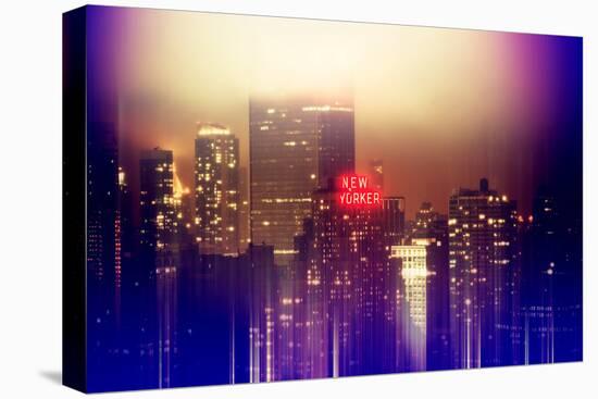 Urban Stretch Series - Manhattan at Misty Night with New Yorker Hotel - New York-Philippe Hugonnard-Stretched Canvas