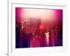 Urban Stretch Series - Manhattan at Pink Misty Night with New Yorker Hotel - New York-Philippe Hugonnard-Framed Photographic Print