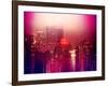 Urban Stretch Series - Manhattan at Pink Misty Night with New Yorker Hotel - New York-Philippe Hugonnard-Framed Photographic Print