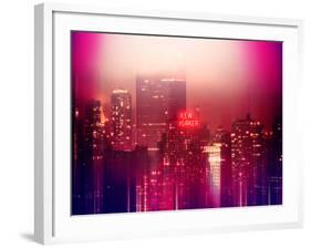 Urban Stretch Series - Manhattan at Pink Misty Night with New Yorker Hotel - New York-Philippe Hugonnard-Framed Photographic Print