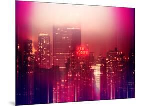 Urban Stretch Series - Manhattan at Pink Misty Night with New Yorker Hotel - New York-Philippe Hugonnard-Mounted Photographic Print