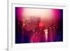 Urban Stretch Series - Manhattan at Pink Misty Night with New Yorker Hotel - New York-Philippe Hugonnard-Framed Photographic Print