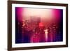 Urban Stretch Series - Manhattan at Pink Misty Night with New Yorker Hotel - New York-Philippe Hugonnard-Framed Photographic Print