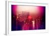 Urban Stretch Series - Manhattan at Pink Misty Night with New Yorker Hotel - New York-Philippe Hugonnard-Framed Photographic Print