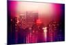 Urban Stretch Series - Manhattan at Pink Misty Night with New Yorker Hotel - New York-Philippe Hugonnard-Mounted Photographic Print