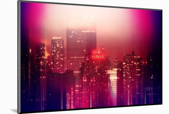 Urban Stretch Series - Manhattan at Pink Misty Night with New Yorker Hotel - New York-Philippe Hugonnard-Mounted Photographic Print