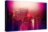 Urban Stretch Series - Manhattan at Pink Misty Night with New Yorker Hotel - New York-Philippe Hugonnard-Stretched Canvas