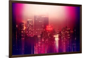 Urban Stretch Series - Manhattan at Pink Misty Night with New Yorker Hotel - New York-Philippe Hugonnard-Framed Photographic Print