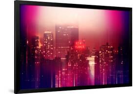 Urban Stretch Series - Manhattan at Pink Misty Night with New Yorker Hotel - New York-Philippe Hugonnard-Framed Photographic Print