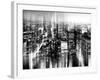 Urban Stretch Series - Skyline of Manhattan by Night - New York-Philippe Hugonnard-Framed Photographic Print