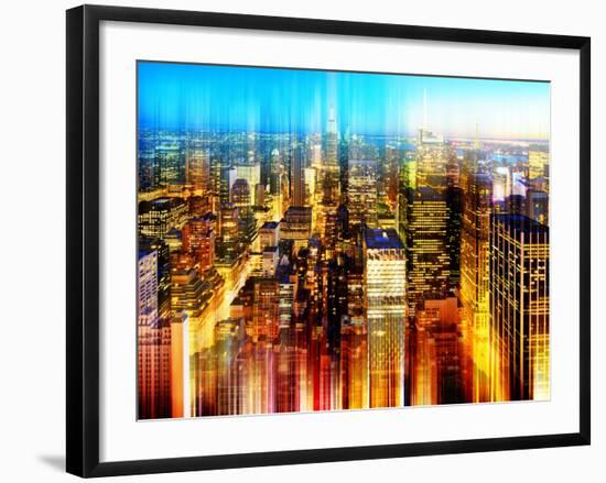 Urban Stretch Series - Skyline of Manhattan by Night - New York-Philippe Hugonnard-Framed Photographic Print