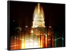 Urban Stretch Series - The Capitol Building by Night - US Congress - Washington DC-Philippe Hugonnard-Framed Photographic Print