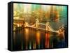 Urban Stretch Series - The Tower Bridge over the River Thames by Night - London-Philippe Hugonnard-Framed Stretched Canvas