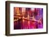 Urban Stretch Series - The Tower Bridge over the River Thames by Night - London-Philippe Hugonnard-Framed Photographic Print