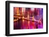 Urban Stretch Series - The Tower Bridge over the River Thames by Night - London-Philippe Hugonnard-Framed Photographic Print