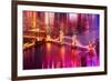 Urban Stretch Series - The Tower Bridge over the River Thames by Night - London-Philippe Hugonnard-Framed Photographic Print