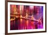 Urban Stretch Series - The Tower Bridge over the River Thames by Night - London-Philippe Hugonnard-Framed Photographic Print