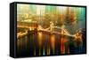 Urban Stretch Series - The Tower Bridge over the River Thames by Night - London-Philippe Hugonnard-Framed Stretched Canvas