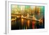 Urban Stretch Series - The Tower Bridge over the River Thames by Night - London-Philippe Hugonnard-Framed Photographic Print