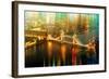 Urban Stretch Series - The Tower Bridge over the River Thames by Night - London-Philippe Hugonnard-Framed Photographic Print