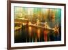 Urban Stretch Series - The Tower Bridge over the River Thames by Night - London-Philippe Hugonnard-Framed Photographic Print