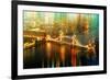 Urban Stretch Series - The Tower Bridge over the River Thames by Night - London-Philippe Hugonnard-Framed Photographic Print