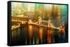 Urban Stretch Series - The Tower Bridge over the River Thames by Night - London-Philippe Hugonnard-Framed Stretched Canvas