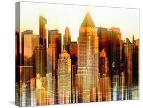 Urban Stretch Series - Times Square Buildings at Sunset in Winter - Manhattan - New York-Philippe Hugonnard-Stretched Canvas