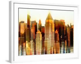 Urban Stretch Series - Times Square Buildings at Sunset in Winter - Manhattan - New York-Philippe Hugonnard-Framed Photographic Print