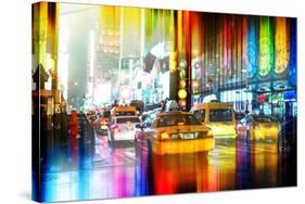Urban Stretch Series - Yellow Taxi of Times Square by Night - Manhattan - New York-Philippe Hugonnard-Stretched Canvas