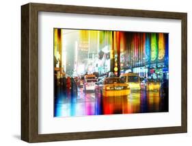 Urban Stretch Series - Yellow Taxi of Times Square by Night - Manhattan - New York-Philippe Hugonnard-Framed Photographic Print