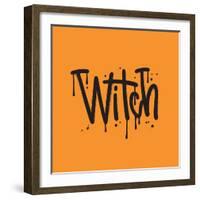 Urban Style Graffiti with Tag Sprayed with Leak in Black on Orange. Vector Hand Drawn Textured Illu-Svetlana Shamshurina-Framed Photographic Print