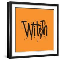 Urban Style Graffiti with Tag Sprayed with Leak in Black on Orange. Vector Hand Drawn Textured Illu-Svetlana Shamshurina-Framed Photographic Print