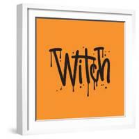 Urban Style Graffiti with Tag Sprayed with Leak in Black on Orange. Vector Hand Drawn Textured Illu-Svetlana Shamshurina-Framed Photographic Print