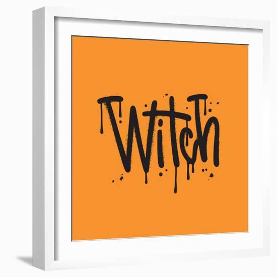 Urban Style Graffiti with Tag Sprayed with Leak in Black on Orange. Vector Hand Drawn Textured Illu-Svetlana Shamshurina-Framed Photographic Print