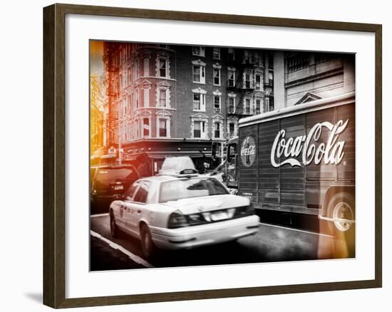 Urban View with Yellow Taxi on Manhattan-Philippe Hugonnard-Framed Photographic Print