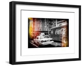 Urban View with Yellow Taxi on Manhattan-Philippe Hugonnard-Framed Art Print