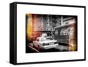 Urban View with Yellow Taxi on Manhattan-Philippe Hugonnard-Framed Stretched Canvas