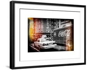 Urban View with Yellow Taxi on Manhattan-Philippe Hugonnard-Framed Art Print