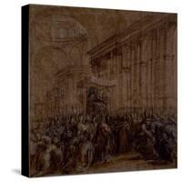Urban VIII Carried Down the Nave of St. Peter's-Pietro Da Cortona-Stretched Canvas