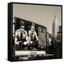 Urban Winter Scene at Meatpacking District with the Empire State Building View-Philippe Hugonnard-Framed Stretched Canvas